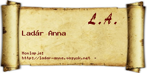 Ladár Anna névjegykártya
